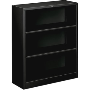 HON Metal Bookcase - 34.5" x 12.62" x 41" - Steel - 3 x Shelf(ves) - Rust Resistant - Black