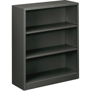 HON Metal Bookcase - 34.5" x 12.62" x 41" - Steel - 3 x Shelf(ves) - Rust Resistant - Charcoal