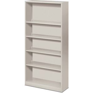 HON Metal Bookcase - 34.5" x 12.62" x 71" - Steel - 5 x Shelf(ves) - Rust Resistant - Light Gray