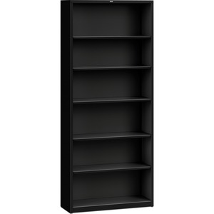 6 Shelf Black Metal Bookcase
