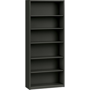 HON Metal Bookcase - 34.5" x 12.62" x 81" - Metal - 6 x Shelf(ves) - Rust Resistant - Charcoal
