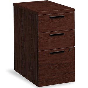 HON 10500 Series Mobile Box/Box/File Pedestal - 15.75" x 22.75" x 28" - Wood - 2 x Box, 1 x File Drawer(s) - Legal, Letter - Security Lock, Leveling Glide - Mahogany