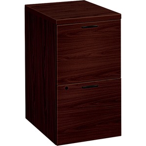 HON 10500 Series Full Height File/File Pedestal - 15.75" x 22.75" x 28" - Wood - 2 x File Drawer(s) - Legal, Letter - Security Lock, Leveling Glide - Mahogany