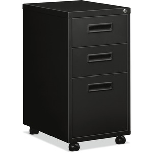 HON 1600 Series Mobile Box/Box/File Pedestal - 15" x 20" x 28" - 2 x Box, 1 x File Drawer(s) - Security Lock, Locking Casters - Black