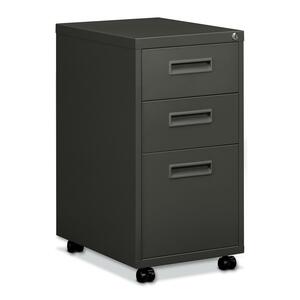 HON 1600 Series Mobile Box/Box/File Pedestal - 15" x 20" x 28" - 2 x Box, 1 x File Drawer(s) - Security Lock, Locking Casters - Charcoal