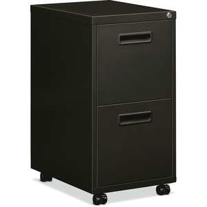 HON 1600 Series File Pedestal - 15" x 20" x 28" - 2 x File Drawer(s) - Security Lock, Locking Casters - Black