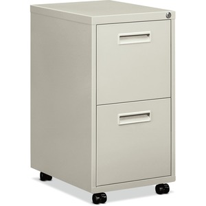HON 1600 Series File Pedestal - 15" x 20" x 28" - 2 x File Drawer(s) - Security Lock, Locking Casters - Light Gray