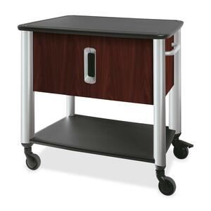 HON Tercero Hospitality Cart - 4 x 4" Caster - Titanium - 38.5" x 27" x 14" - Mahogany
