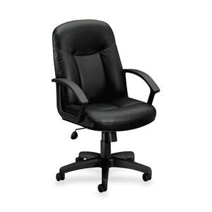 Basyx VL601 Managerial Mid-Back Chair - Steel Black Frame26" x 33.5" x 43" - Leather Black Seat