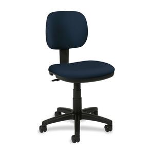Basyx VL610 Pneumatic Armless Task Chair - Metal Black Frame22" x 22.5" x 37.5" - Polyester Navy Blue Seat