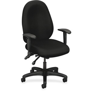 Basyx VL630 Mid-Back High Performance Task Chair with Adjustable Arms Steel Black Frame - 32.5" x 25" x 45" - Polyester Black Seat