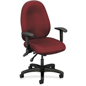Basyx VL630 Mid-Back High Performance Task Chair with Adjustable Arms Steel Black Frame - 32.5" x 25" x 45" - Polyester Burgundy Seat