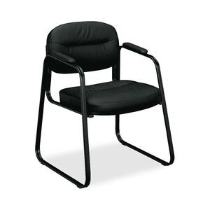 Basyx VL653 Leather Guest Chair - Steel Black Frame22.25" x 23" x 32" - Leather Black Seat
