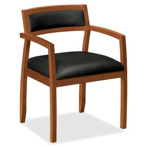 VL852 Slim Black Leather Guest Side Chair