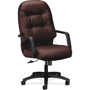 HON Pillow-Soft 2091 Executive High-Back Chair - Black Frame26" x 30" x 46.5" - Leather Burgundy Seat