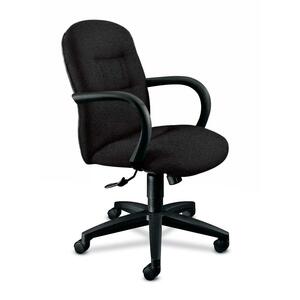 HON Allure 3302 Managerial Mid-Back Chair - Metal Black Frame26" x 28" x 44" - Polyester Raven, Acrylic Raven Seat