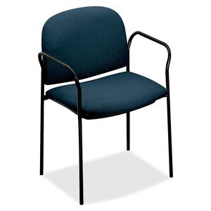 HON 4051 Multipurpose Stacking Chair With Arms - Steel Black Frame - 23.5" x 23.25" x 31" - Olefin Blue Seat
