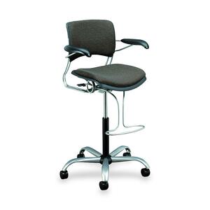 HON Perpetual 4315 Task Stool With Arms - Steel Titanium Frame28" x 28" x 47.5" - Acrylic Lava, Polyester Lava Seat