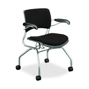 HON Perpetual 4316 Mobile Guest Chair With Arms - Steel Titanium Frame24.5" x 25.5" x 33" - Fabric Raven Seat
