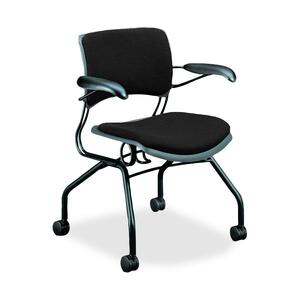 HON Perpetual 4316 Mobile Guest Chair With Arms - Steel Black Frame24.5" x 25.5" x 33" - Fabric Raven Seat
