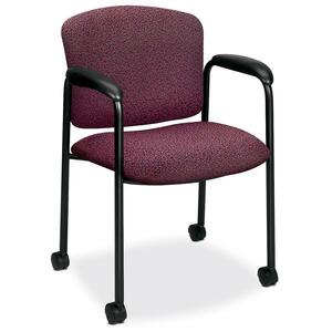 HON Tiempo 4615 Mobile Guest Chair With Casters Steel Black Frame24.75" x 22.5" x 33" - Polyester Claret, Acrylic Claret Seat