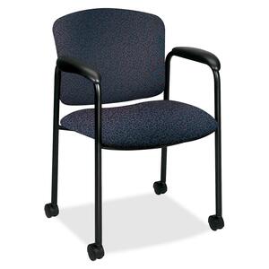 HON Tiempo 4615 Mobile Guest Chair With Casters Steel Black Frame24.75" x 22.5" x 33" - Polyester Bluestone, Acrylic Bluestone Seat