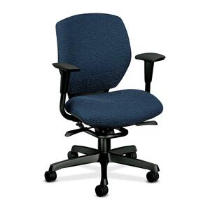 HON Resolution 6213 Mid-Back Swivel Chair - Steel Black Frame28" x 27.5" x 41" - Polyester Navy Blue, Acrylic Navy Blue Seat