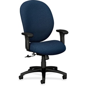HON Unanimous 7602 Executive High-Back Chair - Black Frame27" x 40" x 44" - Polyester Navy Blue, Acrylic Navy Blue Seat