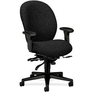 HON Unanimous 7608 Executive High-Back Chair With Seat Glide - Black Frame27" x 41.5" x 45.5" - Polyester Iron, Acrylic Iron Seat