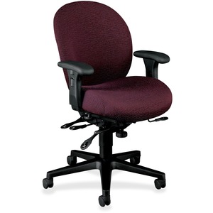 HON Unanimous 7608 Executive High-Back Chair With Seat Glide - Black Frame27" x 41.5" x 45.5" - Polyester Claret, Acrylic Claret Seat