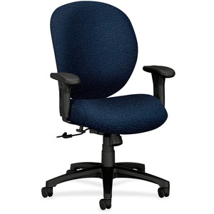 HON Unanimous 7622 High-Performance Task Chair - Black Frame27" x 38" x 41" - Polyester Navy Blue, Acrylic Navy Blue Seat