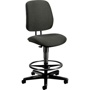 HON 7705 Pneumatic Task Stool - Steel Black Frame27" x 27.5" x 47.5" - Olefin Gray Seat