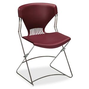 HON Olson Flex Stacker FLEX01 Armless stackable chair Steel Chrome Frame19.75" x 22.25" x 31" - Polymer Garnet Seat