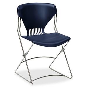 HON Olson Flex Stacker FLEX01 Armless stackable chair Steel Chrome Frame19.75" x 22.25" x 31" - Polymer Navy Blue Seat