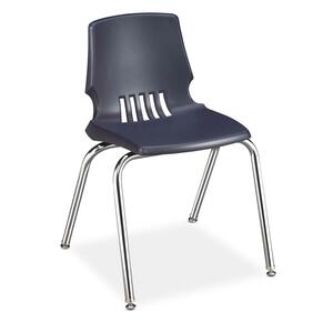 HON Proficiency H1014 Student Shell Chair - Chrome Frame16" x 17.75" x 22.5" - Polypropylene Navy Blue Seat