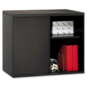 HON Overfile Storage Cabinet - 28" x 18" x 30" - Steel - 2 x Shelf(ves) - Black