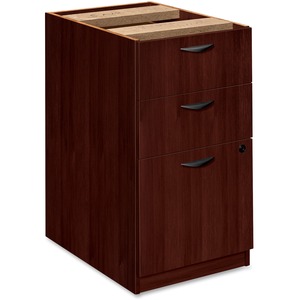 Basyx BW Series Box/Box/File Pedestal - 15.62" Width x 22" Depth x 28" Height - 3 Drawer - Beaded Edge - Wood - Mahogany