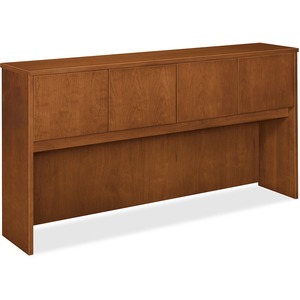 Basyx BW Series Hutch with Doors - 72" Width x 14.62" Depth x 37" Height - Beaded Edge - Wood - Bourbon Cherry
