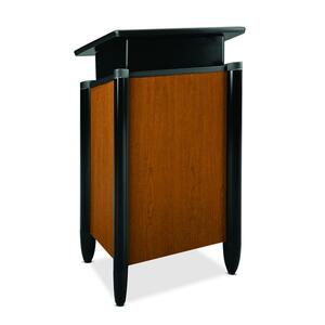 HON Tercero Collection Adjustable Height Podium - 20.5" x 32" x 49" - Particleboard - Mahogany, Black