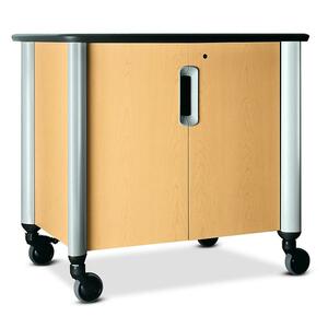 HON Tercero Mobile Audio Visual Cabinet - 39.5" x 29.5" x 36.5" - 1 x Shelf(ves) - Natural Maple, Titanium