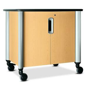 HON Tercero Mobile Audio Visual Cabinet - 39.5" x 29.5" x 36.5" - Medium Oak, Titanium