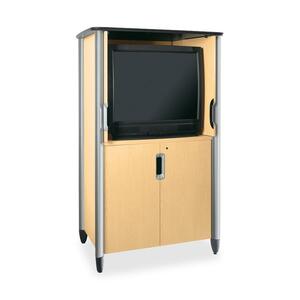HON Tercero Collection Video Console - 46" x 33" x 78" - Natural Maple, Titanium