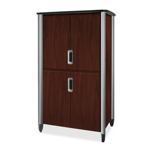 HON Tercero Collection Video Console - 46" x 33" x 78" - Mahogany, Titanium