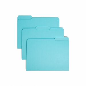 Smead Interior Folder - Letter - 8.5" x 11" - 1/3 Tab Cut on Assorted Position - 0.75" Expansion - 100 / Box - 11pt. - Aqua