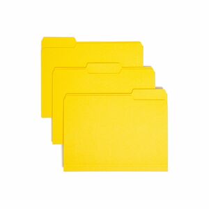 Smead Interior Folder - Letter - 8.5" x 11" - 1/3 Tab Cut on Assorted Position - 0.75" Expansion - 100 / Box - 11pt. - Yellow