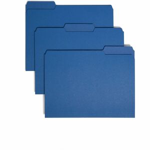 Smead Interior Folder - Letter - 8.5" x 11" - 1/3 Tab Cut on Assorted Position - 0.75" Expansion - 100 / Box - 11pt. - Navy Blue