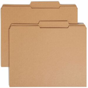 Smead Kraft File Folder - Letter - 8.5" x 11" - 2/5 Tab Cut - 0.75" Expansion - 100 / Box - 11pt. - Kraft