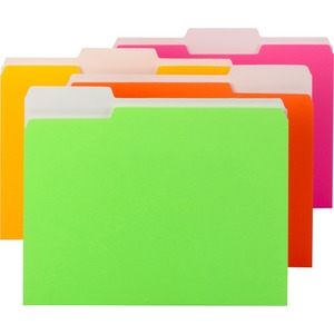 Smead Neon Colored Folder - Letter - 8.5" x 11" - 1/3 Tab Cut - 0.75" Expansion - 12 / Pack - 11pt. - Neon
