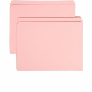 Smead Colored File Folder - Letter - 8.5" x 11" - Straight Tab Cut - 0.75" Expansion - 100 / Box - 11pt. - Pink