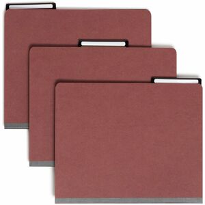Smead Straight-Line Metal Tab Classification Folder - Letter - 8.5" x 11" - 1/3 Tab Cut - 2 Divider - 2" Expansion - 2" Capacity - 10 / Box - 25pt. - Red
